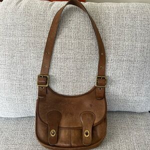 Vintage Coach Saddle Brown Leather Shoulder Bag
